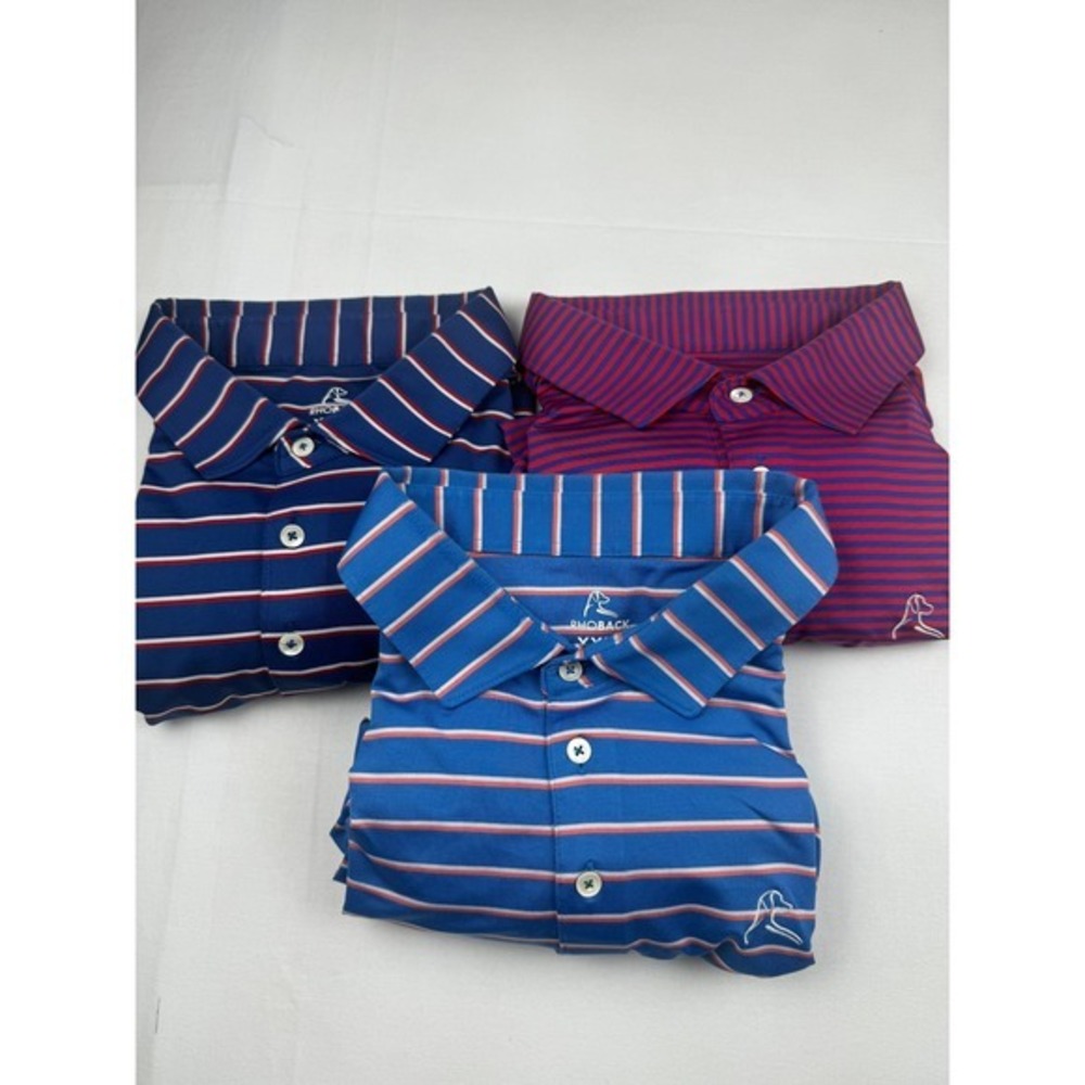 Rhoback Polo Shirts XXXL Multi Color Striped Performance Golf Bundle of 3